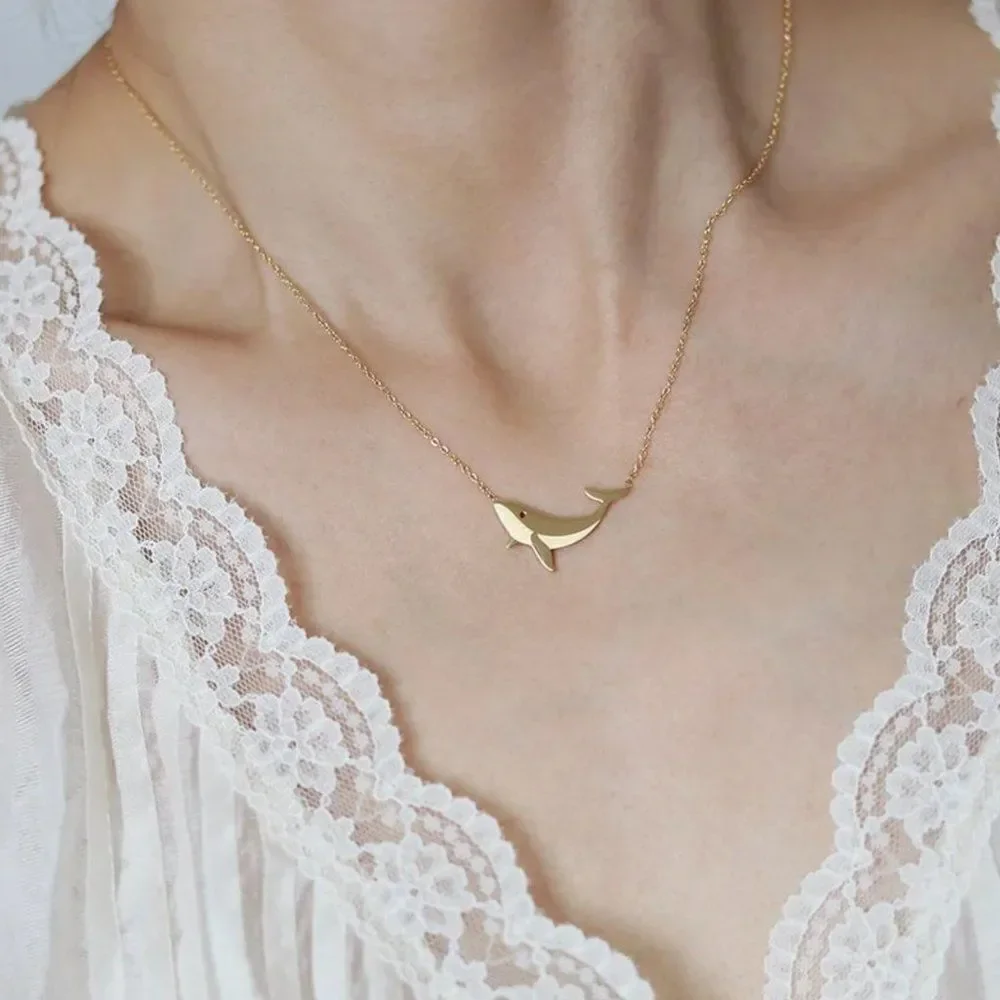 Whale Pendant Necklace in Gold - Picture 7 of 8
